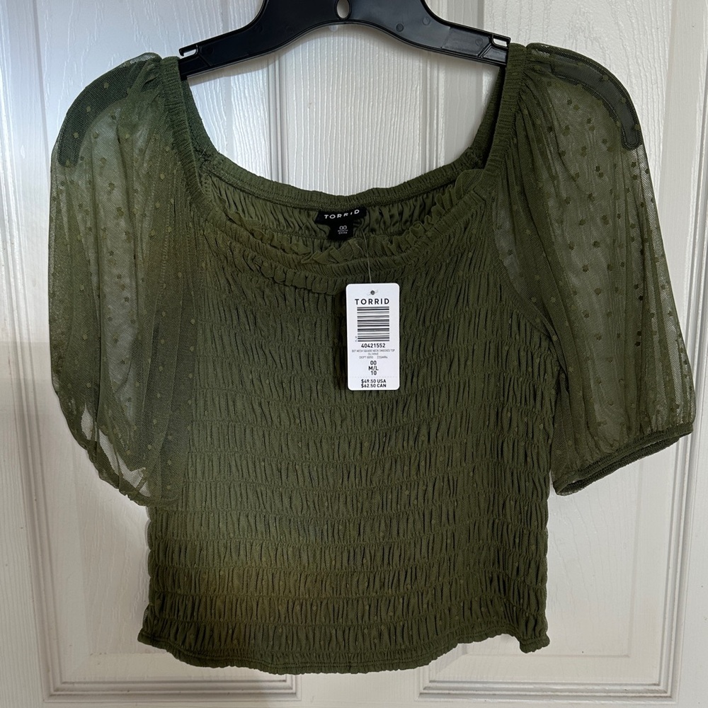 Torrid Sheer Olive Blouse